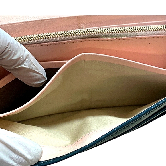 FENDI AUTHENTIC TEAL LEATHER LONG WALLET EXCELLENT USED CONDITION - Picture 12 of 15